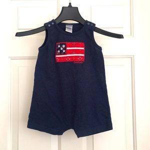 Oshkosh Baby One Piece Dress 6-9 Months Blue Red Snap Buttons Closure Comfy